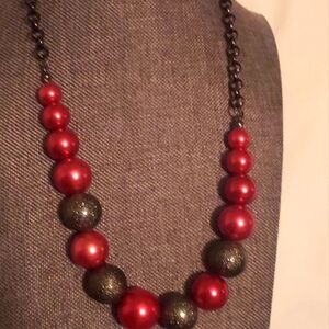Bold Red and Black Statement Necklace